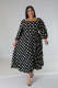 Plus Size Polka Dot Print Ruched Midi Dress OSM-5310