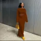 Fashion Solid Flare Sleeve Tops And Mermaid Skirt 2 Piece Set YF-10242