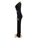 Fashion Hot Drilling V Neck Jumpsuit BY-6061