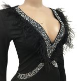 Fashion Hot Drilling V Neck Jumpsuit BY-6061