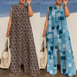 Plus Size Wide-Leg Print Jumpsuit NY-10316
