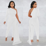 Fashion Solid One Shoulder Long Sleeve Jumpsuit BY-6068