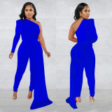 Fashion Solid One Shoulder Long Sleeve Jumpsuit BY-6068