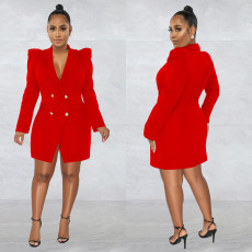 Fashion Solid Color Double-Breasted Blazer BY-6031