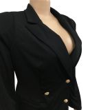 Fashion Solid Color Double-Breasted Blazer BY-6031