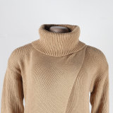 Solid High Collar Sweater Slit Dress NY-082