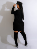 Sexy Knits Solid Hollow Out Mini Dress ZSD-0240