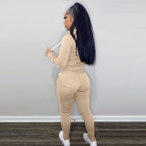 Plush Letter Print Drawstring Hoodies Two Piece Pants Set TK-6261