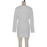 Sexy Knits Solid Hollow Out Mini Dress ZSD-0240