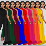 Fashion Solid One Shoulder Long Sleeve Jumpsuit BY-6068