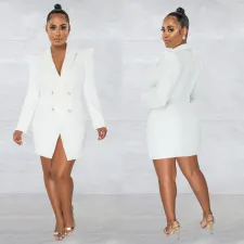 Fashion Solid Color Double-Breasted Blazer BY-6031