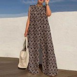 Plus Size Wide-Leg Print Jumpsuit NY-10316