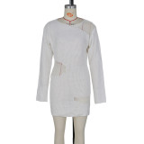 Sexy Knits Solid Hollow Out Mini Dress ZSD-0240