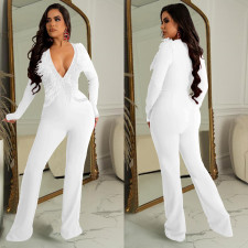 Fashion Hot Drilling V Neck Jumpsuit BY-6061