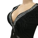 Fashion Hot Drilling V Neck Jumpsuit BY-6061