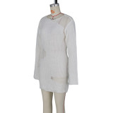 Sexy Knits Solid Hollow Out Mini Dress ZSD-0240