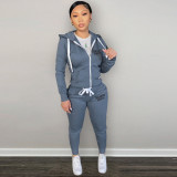 Plush Sweatshirt Sports Casual Two Piece Set FSL-F202