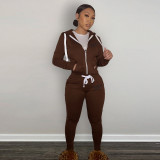 Plush Sweatshirt Sports Casual Two Piece Set FSL-F202
