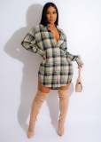 Casual Long Sleeve Plaid Shirt Dress MIL-L369