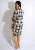 Casual Long Sleeve Plaid Shirt Dress MIL-L369