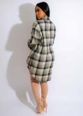 Casual Long Sleeve Plaid Shirt Dress MIL-L369