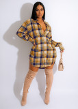 Casual Long Sleeve Plaid Shirt Dress MIL-L369