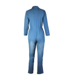Plus Size Fashion Single Breasted Denim Jumpsuit SMR-8209
