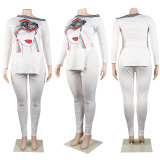 Plus Size Sexy Printed Split Top And Pants 2 Piece Sets NY-10280