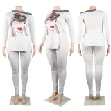 Plus Size Sexy Printed Split Top And Pants 2 Piece Sets NY-10280