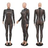 Sexy Mesh See-Through Hot Drilling Slim Jumpsuit CYA-900135