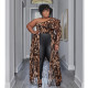 Plus Size Print Single Shoulder Sleeve Irregular Tops GCNF-0194