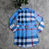 Fashion Plaid Print Shirt Dress(With Waist Belt) GYSF-7144