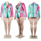Plus Size Fashion Casual Printed Blazer NY-10248