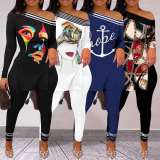 Plus Size Sexy Printed Split Top And Pants 2 Piece Sets NY-10280