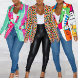 Plus Size Fashion Casual Printed Blazer NY-10248