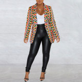 Plus Size Fashion Casual Printed Blazer NY-10248