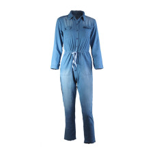 Plus Size Fashion Single Breasted Denim Jumpsuit SMR-8209