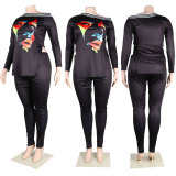 Plus Size Sexy Printed Split Top And Pants 2 Piece Sets NY-10280