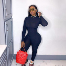 Solid Slim Zip Long Sleeve Jumpsuits YF-9981