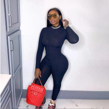 Solid Slim Zip Long Sleeve Jumpsuits YF-9981