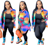 Plaid Printed Single Breasted Casual Coat OMY-81059