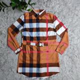 Fashion Plaid Print Shirt Dress(With Waist Belt) GYSF-7144
