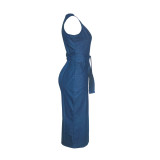 Sexy Fashion Sleeveless Denim Slim Dress SMR-8237