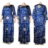 Plus Size Fashion Print Loose Big Swing Dress NY-2587