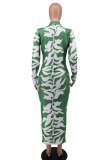 Fashion Print Long Sleeve Slim Long Dress XHXF-329