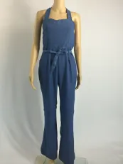 Fashion Denim Halter Jumpsuit With Belt SMR-8047