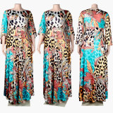 Plus Size Fashion Print Loose Big Swing Dress NY-2587