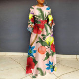 Plus Size Fashion Print Loose Big Swing Dress NY-2587