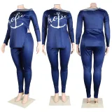 Plus Size Sexy Printed Split Top And Pants 2 Piece Sets NY-10280