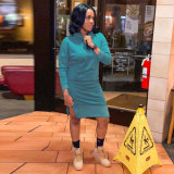Casual Solid Color Hooded Sweatshirt Dress NY-2588